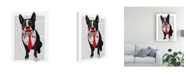 Trademark Global Fab Funky Boston Terrier with Red Tie and Moustache Canvas Art - 36.5" x 48"